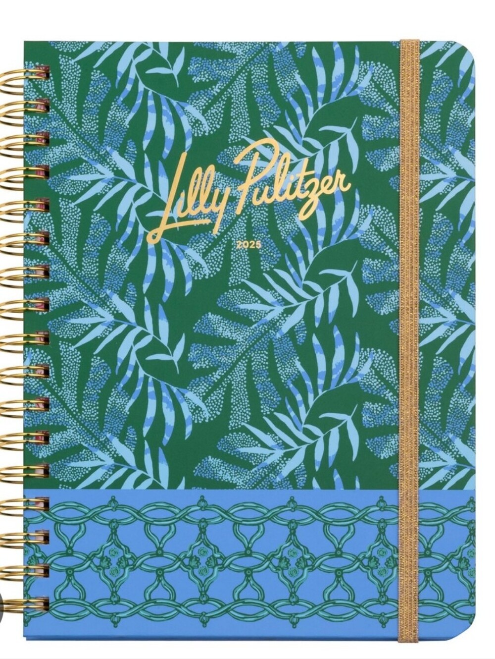 Lilly Pulitzer Green and Blue Tropical Spiral Planner 2025